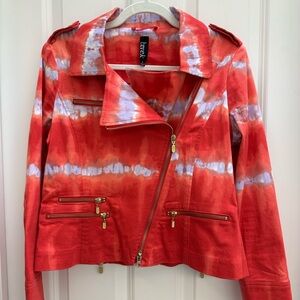 Berek Vibrant Red Tie-Dye Leather Jacket
